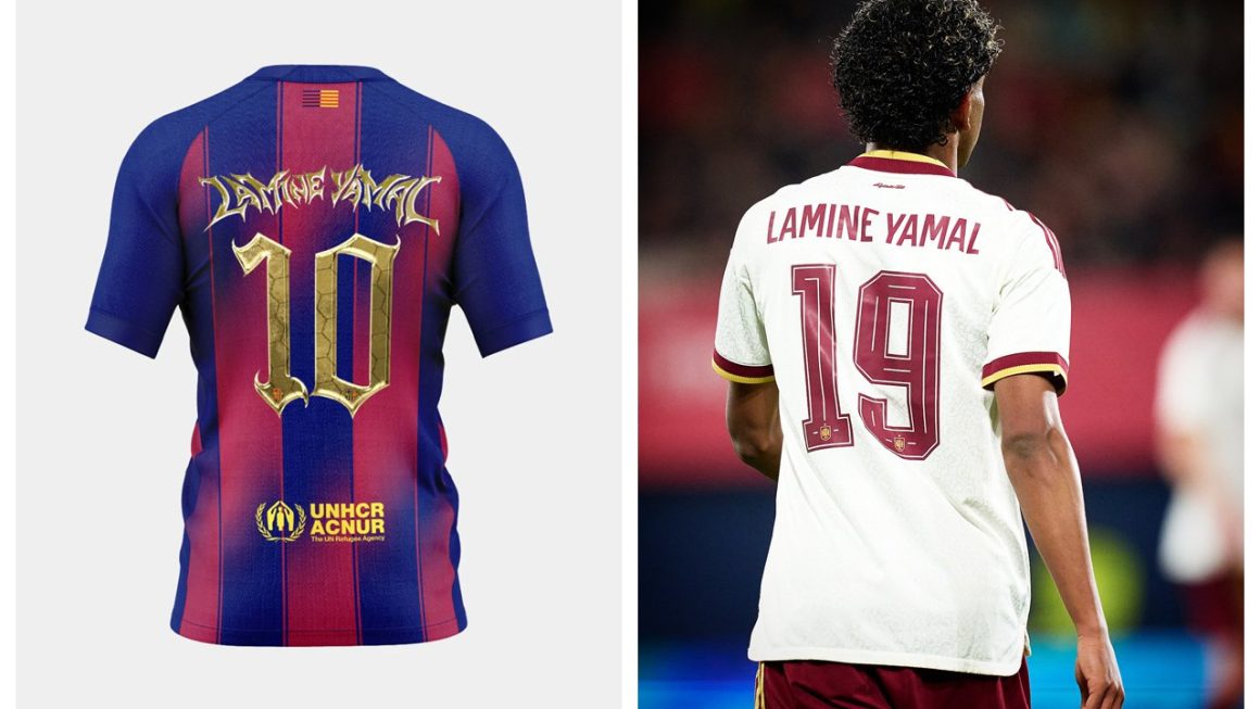 Lamine Yamal shirt met nummer 10 van Barcelona en nummer 19 van Spanje als cadeau voor voetbalfans